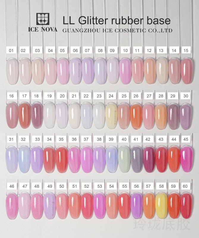 Capa base de goma con purpurina LL de ICE NOVA
