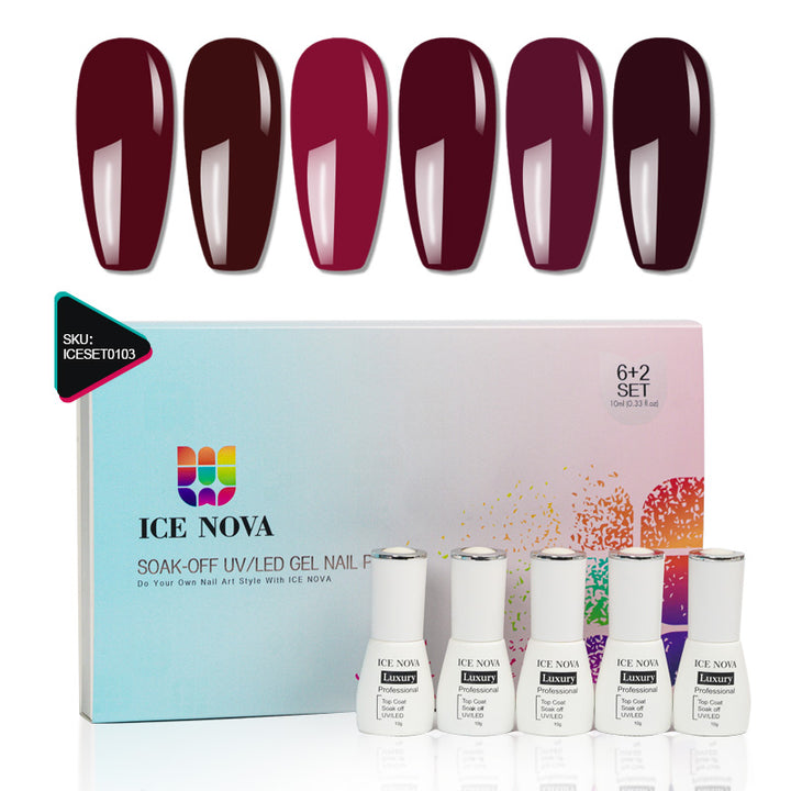 ICE NOVA | Hema Free Dark Red 6+2 PCS Set